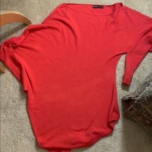 Summum Chic Off-the-Shoulder Red Viscose Blend Sweater Size L/XL